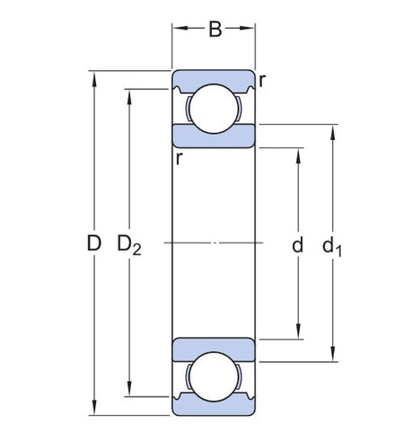 SKF W 6008 rodamiento de bolas de acero inoxidable