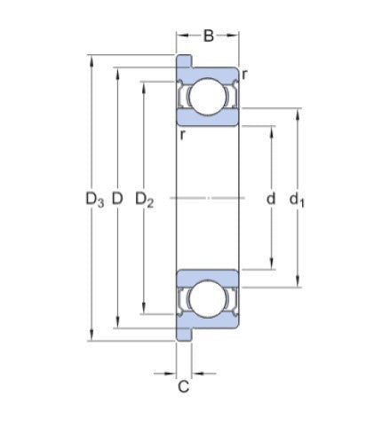 SKF W 638/4 R-2Z (SF684-2Z) rodamiento de bolas de acero inoxidable con brida