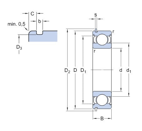 SKF 6206-2ZNR rodamiento de bolas