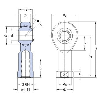 SKF SIKB 10 F cabeza articulada, rosca interna derecha, acero/PTFE FRP