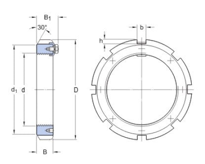 SKF HM 3044 tuerca de seguridad con inserto de seguridad