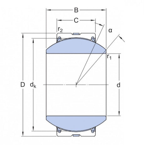 SKF GEH 110 TXA-2LS (GE 110-FW-2TS) cojinete de articulación sin mantenimiento, acero/PTFE