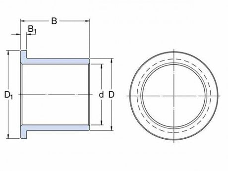 SKF PBMF 607540 M1G1 cojinete deslizante con brida, bronce macizo